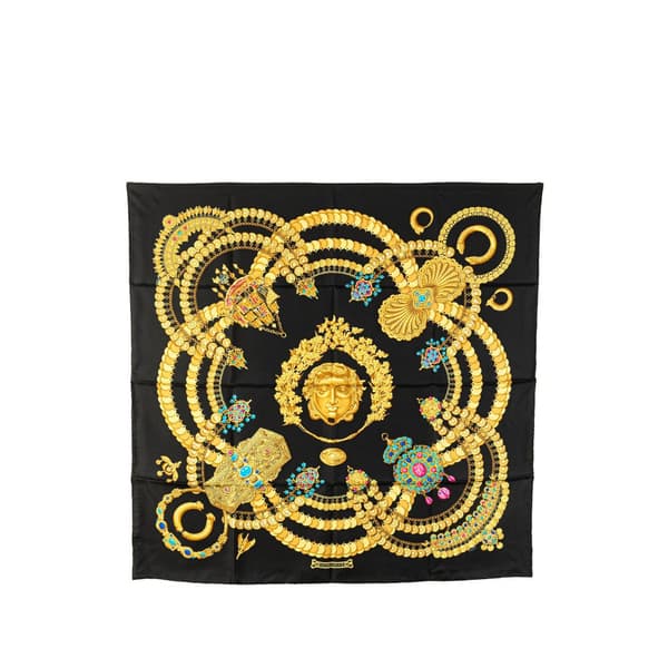 Pre-owned Hermès Kosmima Silk Scarf Black