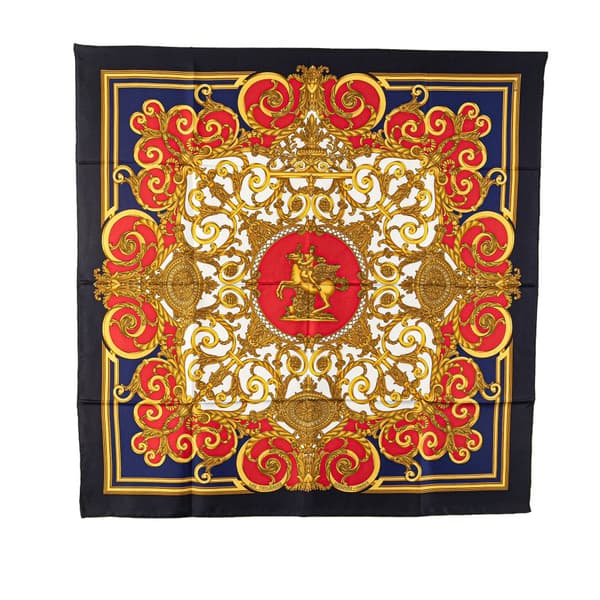 Pre-owned Hermès Les Tuileries Silk Scarf Gold
