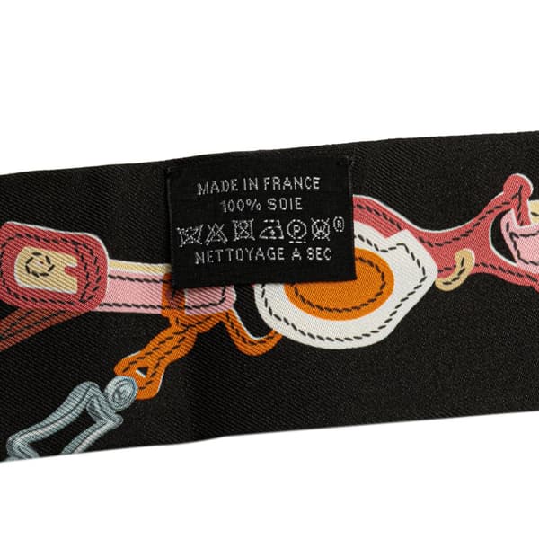 Pre-owned Hermès Brides de Gala Twilly Silk Scarf Black