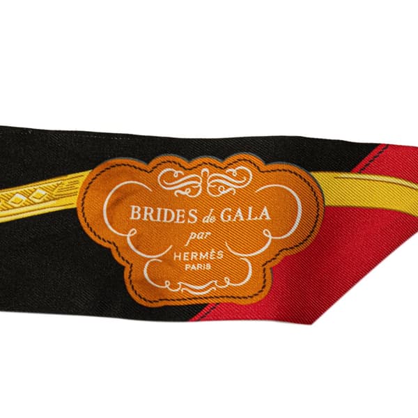 Pre-owned Hermès Brides de Gala Twilly Silk Scarf Black
