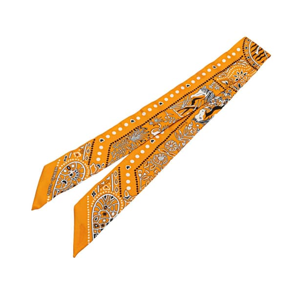 Pre-owned Hermès Entre Ciel Et Mer Bandana Silk Twilly Scarf Orange