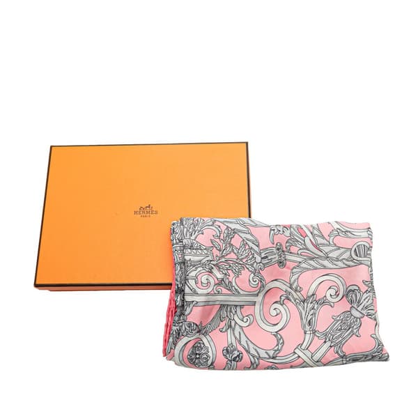 Pre-owned Hermès Les Tuileries Silk Scarf Pink