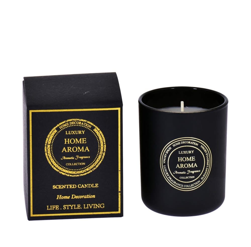 Doftljus Champagnedoft glasburk Presentask svart