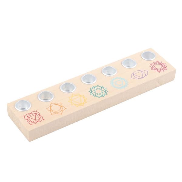 Something Different Energy Seven Chakra Wood Candle Holder