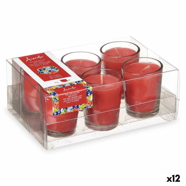 Duftende Stearinlys-sett Acorde 48-A-AR Røde Bær Glass (12 enheter)