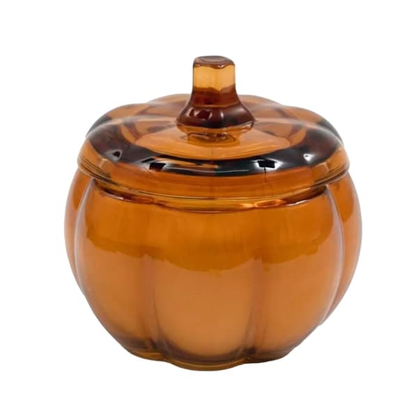 Something Different Vanilla Pumpkin Glass Candle & Holder Amber One Size