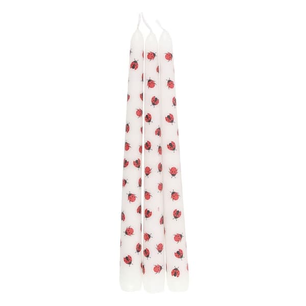 Something Different Love Bug Ladybird Taper Candle (Pack of 3) White/Red One Size