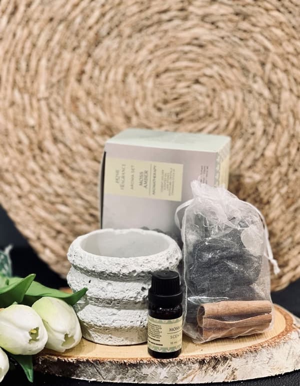 Aromaset Moss Amber Stenar Potpurri Doftolja Presentset