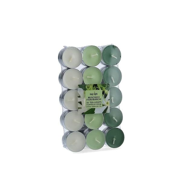 Duftende stearinlys Magic Lights Hvite blomster (30 enheter)