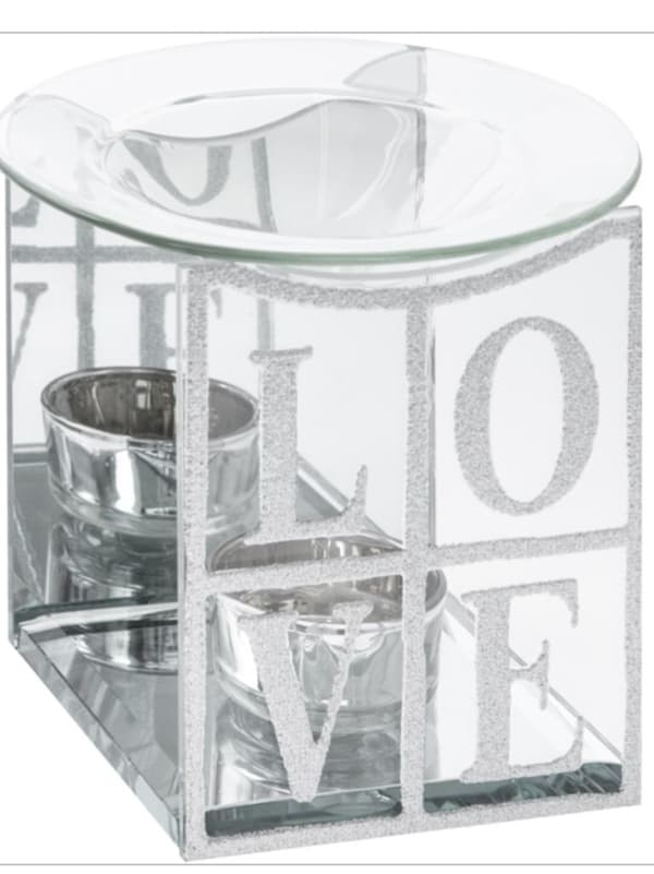 LOVE Glas glittrig oljebrännare . Alla hjärtans dag