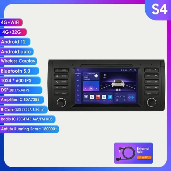 Auton stereo, Android 12, Carplay-yhteensopivuus, S2-4G 32G-8CORES
