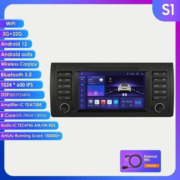 Auton stereo, Android 12, Carplay-yhteensopivuus, S2-4G 32G-8CORES