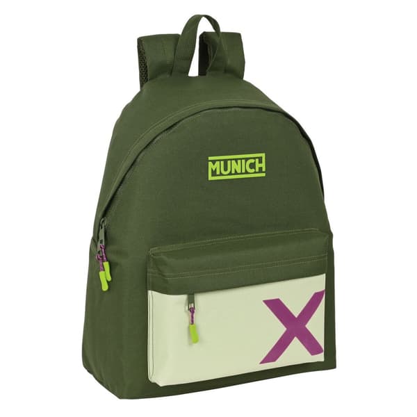 Skoletaske Munich Bright khaki Grøn 33 x 42 x 15 cm