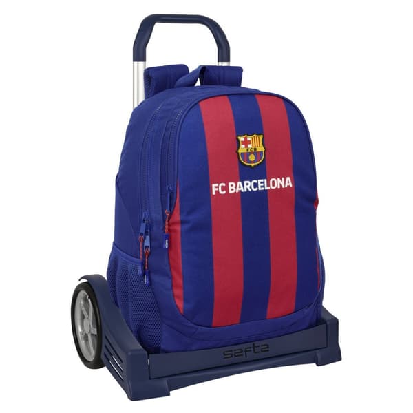 Skolväska med hjul F.C. Barcelona 24/25 Rödbrun Marinblå 32 x 44 x 16 cm