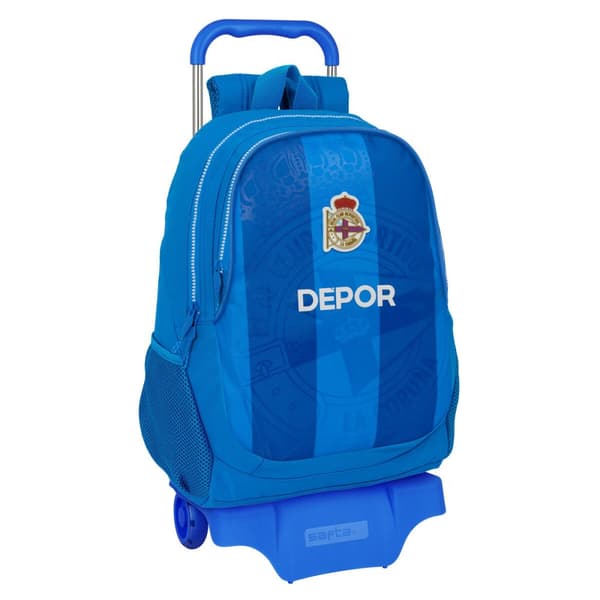 Skolväska med hjul R. C. Deportivo de La Coruña Blå 32 x 44 x 16 cm