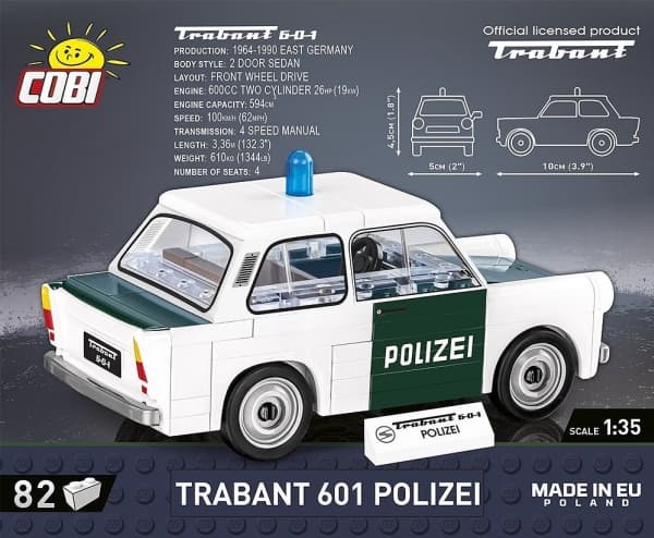 COBI Trabant 601 Polizei, Byggeklosser, 5 år, Plast, 82 stykker