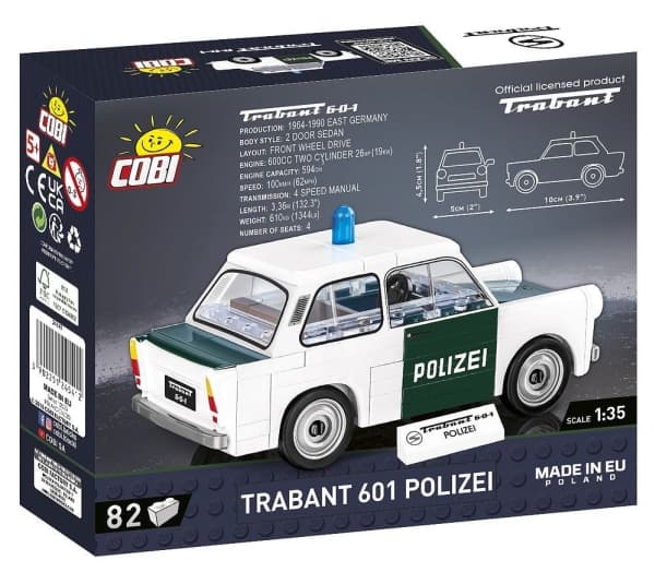 COBI Trabant 601 Polizei, Byggeklosser, 5 år, Plast, 82 stykker