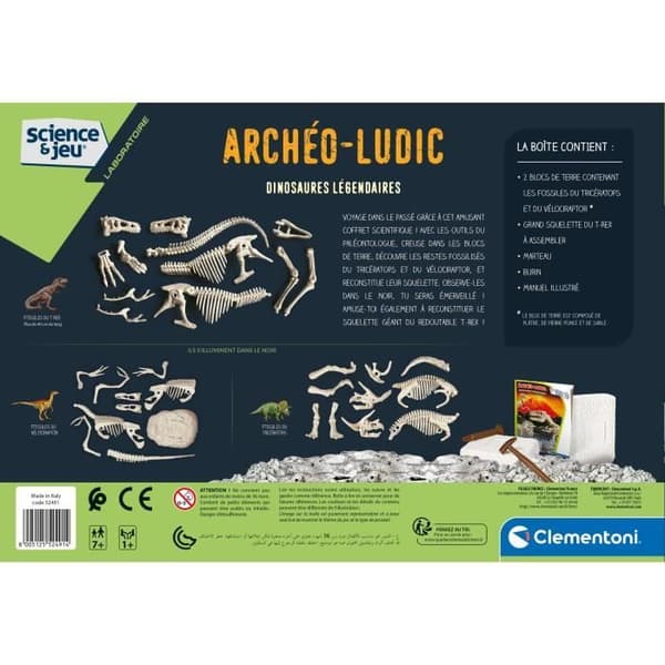 CLEMENTONI Archéo Ludic - Legendariska dinosaurier - Science & Game