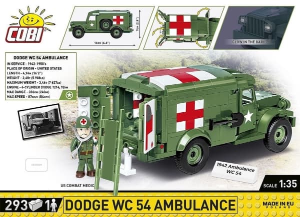 COBI Dodge WC-54 Ambulance, Byggklossar, 7 År, 293 styck