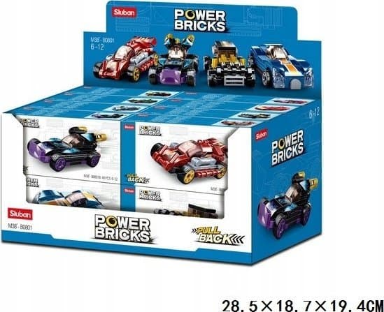 Gazelo Blocks Sluban Klub Moto Racing car pull and back drive 157984 GAZELO p16 mix price for 1 pc