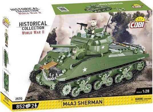 Cobi COBI 2570 Historiallinen kokoelma Toisen maailmansodan aikainen amerikkalainen keskikokoinen tankki M4A3 Sherman 852 tiiltä