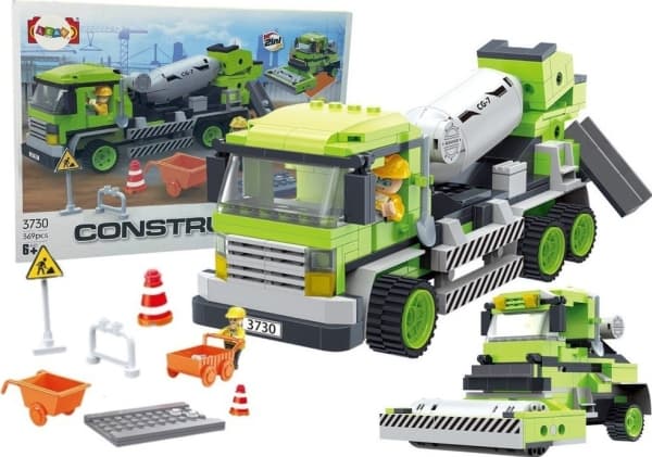 Leantoys Import Big Block Set Concrete Mixer Roller 369 Pieces Construction