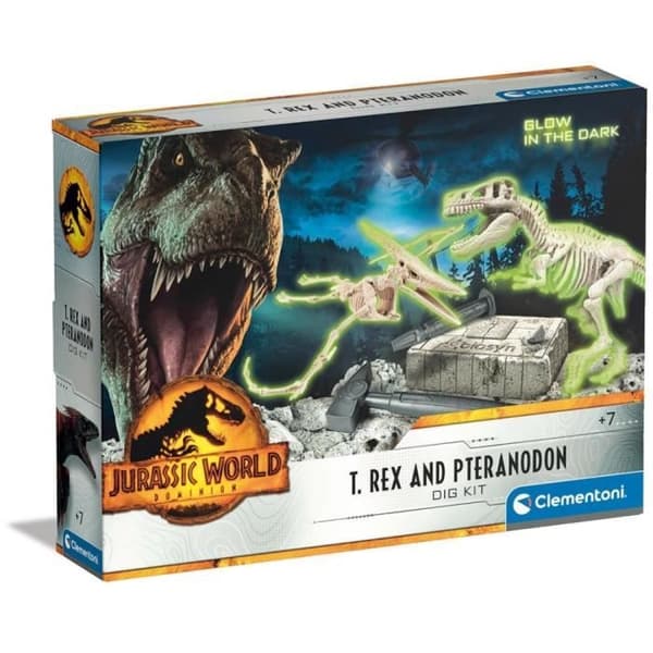 Utgrävningssats - CLEMENTONI - Jurassic World - T-Rex och Pteranodon - Flerfärgad