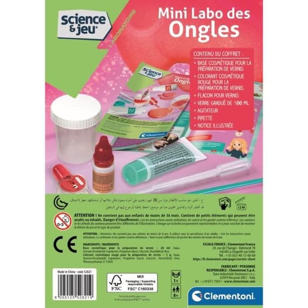 Clementoni - Vetenskap och spel - Mini Nail Lab - Skapa ditt eget nagellack - från 8 år och uppåt