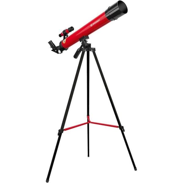Astronomiskt teleskop 45/600 AZ - BRESSER JUNIOR - Förstoring upp till 100x - Höjdjusterbart stativ - röd