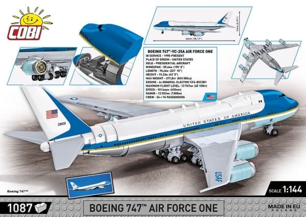 COBI Boeing 747 Air Force One, Byggesett, 9 år, 1087 stykker