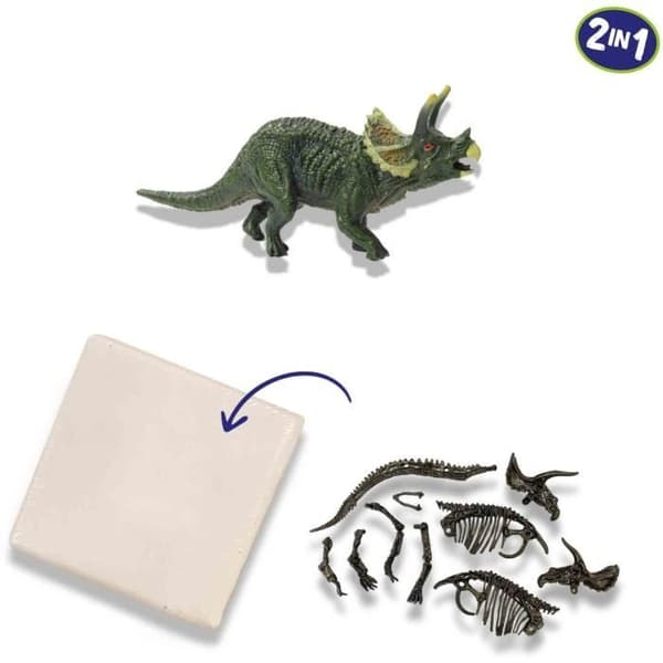 2-i-1 dinosaurie- och skelettgrävning - Triceratops - SES CREATIVE