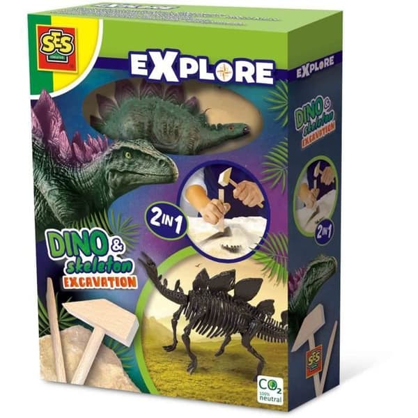 2-i-1 dinosaurie och skelettgrävning - Stegosaurus - SES CREATIVE
