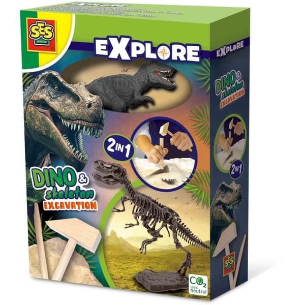 2 i 1 dinosaurie- och skelettgrävning - T-rex - SES CREATIVE
