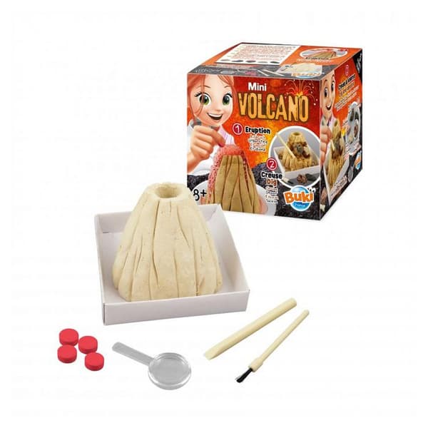 Buki Mini Volcano Science Kit - Beige/Röd - För åldrarna 8 och uppåt - Återskapa ett vulkanutbrott