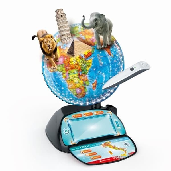 CLEMENTONI - Exploraglobe - Realtidsresor - 3 spellägen och 28 aktiviteter - Bluetooth-penna