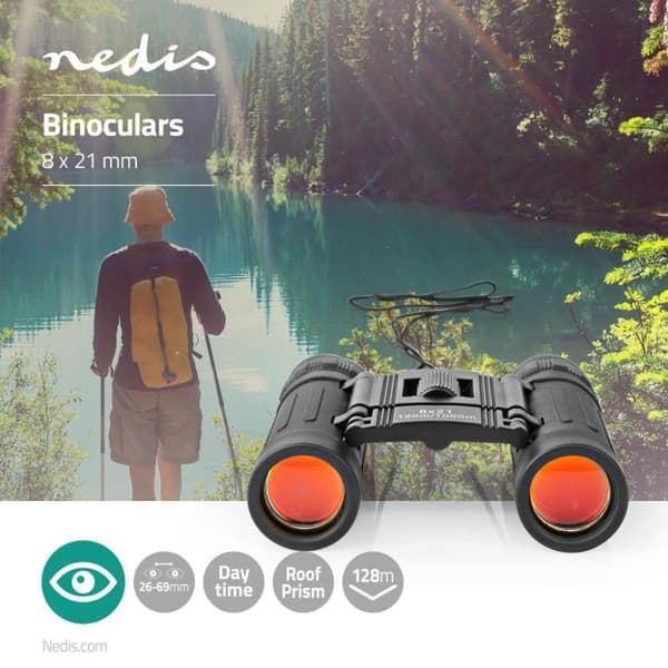 Nedis SCBI1000BK kikkert 8x synsfelt 128 M + rejsetaske sort