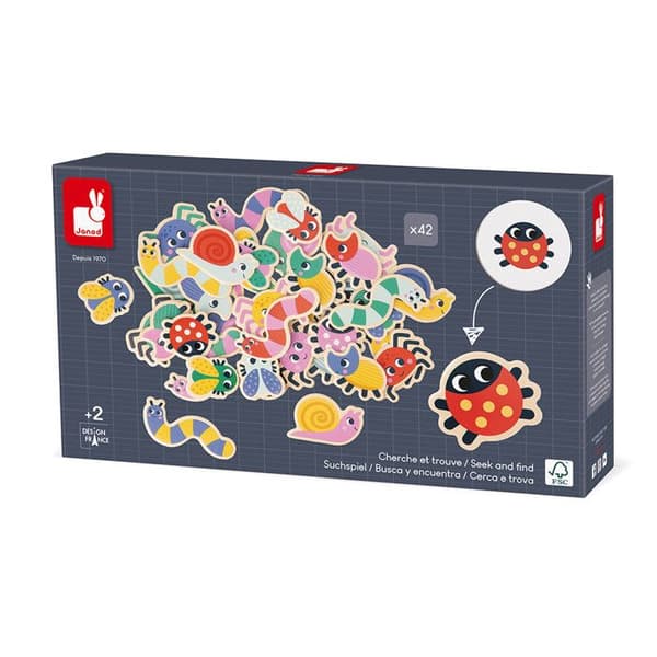 Pedagogiskt Spel - Sök och Hitta Trädgården - Utbildningsleksak Barn - Utvecklar Observationsförmåga - FSC Trä - Från 24 Månader