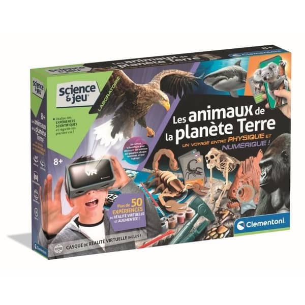 CLEMENTONI - Animals planet Reality - Vetenskaplig box - Vetenskapliga experiment och virtuella aktiviteter - Formar, färger,