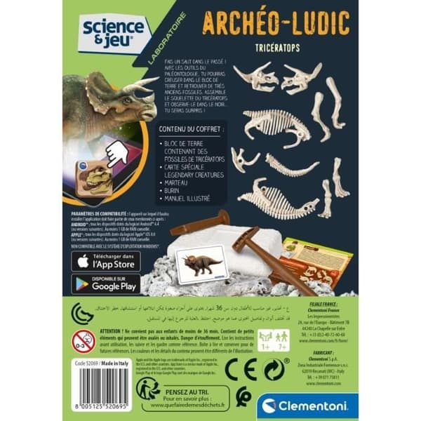Clementoni - Vetenskap och spel - Archéo Ludic - Triceratops