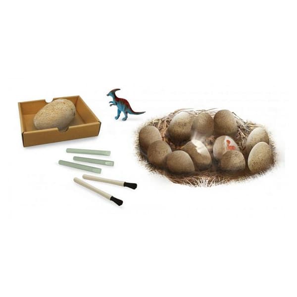 Dino Egg Maxi Pack Buki Box - 12 dinosaurier - Utgrävningsverktyg - Bricka - Affisch