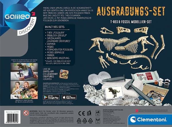 Vetenskapligt experiment - fysik-kemi experiment Clementoni - 59311 - Clemen Ausgrabungs-Set T-Rex - Fossil Mo