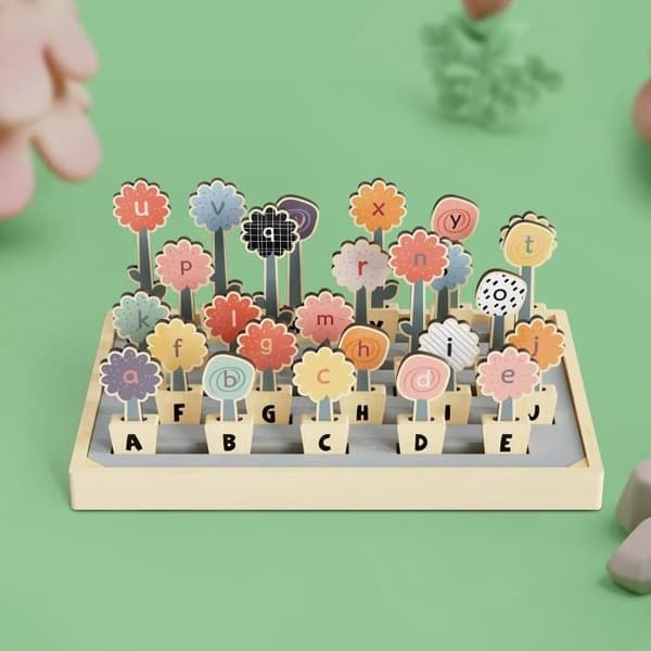 Abc Blomster - TOP BRIGHT - 26 Urtepotter - Store Bogstaver - Små Bogstaver - Alfabet