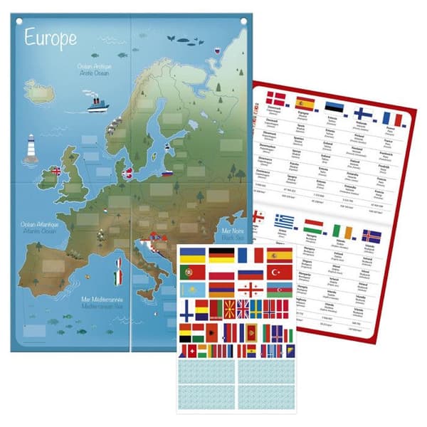 Lär dig europeiska flaggor - 23 x 4 x 16 cm - Pedagogiska spel