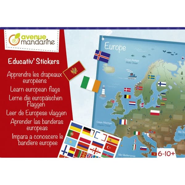 Lär dig europeiska flaggor - 23 x 4 x 16 cm - Pedagogiska spel
