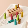 Miniatyrbillede 4 af 6: OBOSOE Pædagogisk trækvogn i bøgetræ med 10 farvede figurer – læringslegetøj til børn