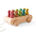 Miniatyrbillede 1 af 6: OBOSOE Pædagogisk trækvogn i bøgetræ med 10 farvede figurer – læringslegetøj til børn