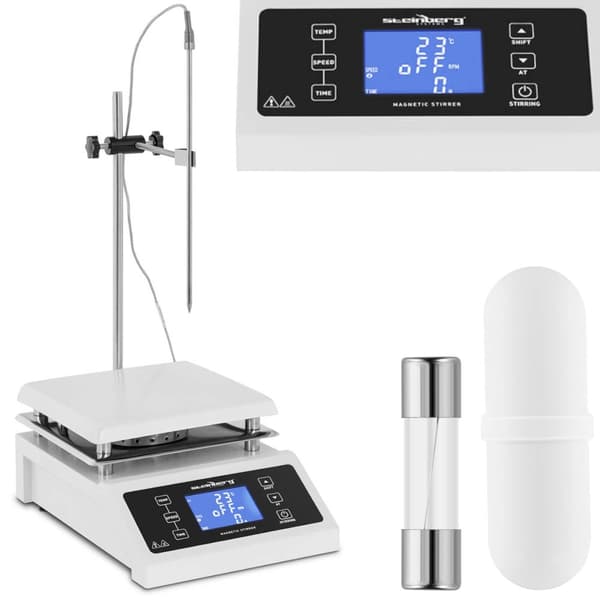 Laboratoriomagneettisekoitin + teline kahvaajastimella 350 astetta;C 2000 rpm