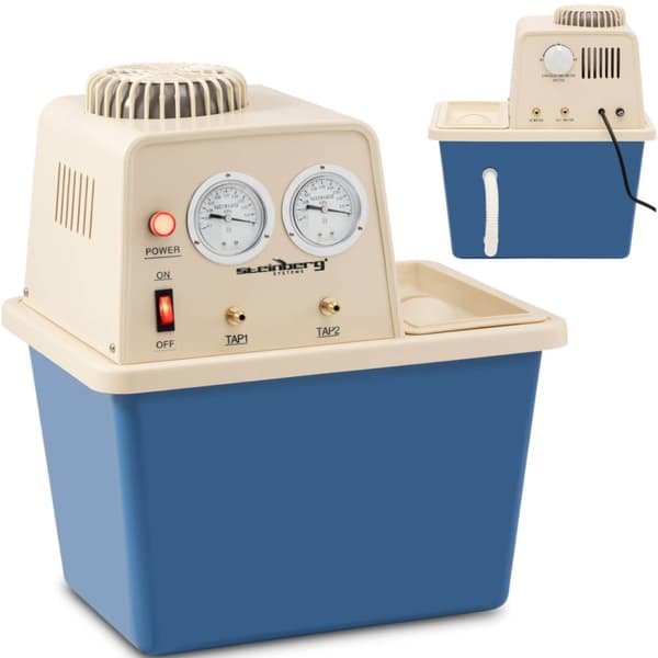 Laboratorievakuumpumpe med vandcirkulation 2 ventiler manometer 15 l 180 W