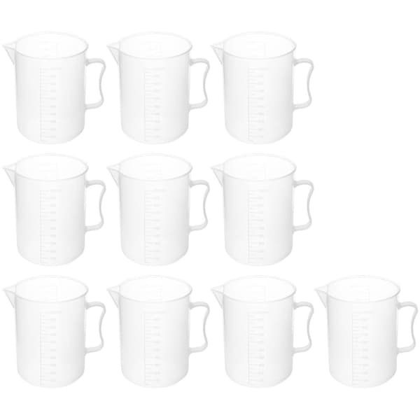 Laboratoriebæger i plast med 1000 ml inddeling - 10 stk.