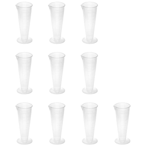 Muovinen laboratoriolasi 50 ml asteikolla - 10 kpl.